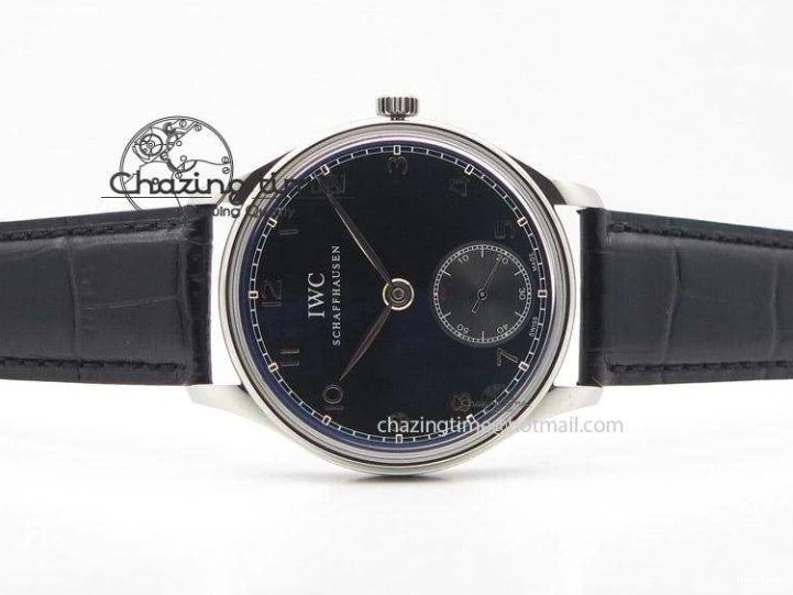 MIROTIME 0324 Portuguese IW545407 Black Dial ZF 1:1 Best Edition On Dark Blue Leather Strap DailyWear 7337